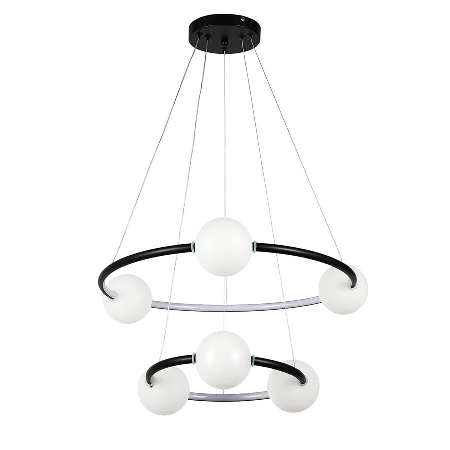 Люстра подвесная светодиодная кольца Levistella 7841024 BK белые плафоны Черный