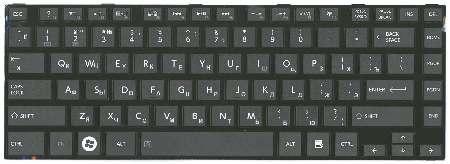 Клавиатура для ноутбука Toshiba Satellite L800/L830 Black Frame Black