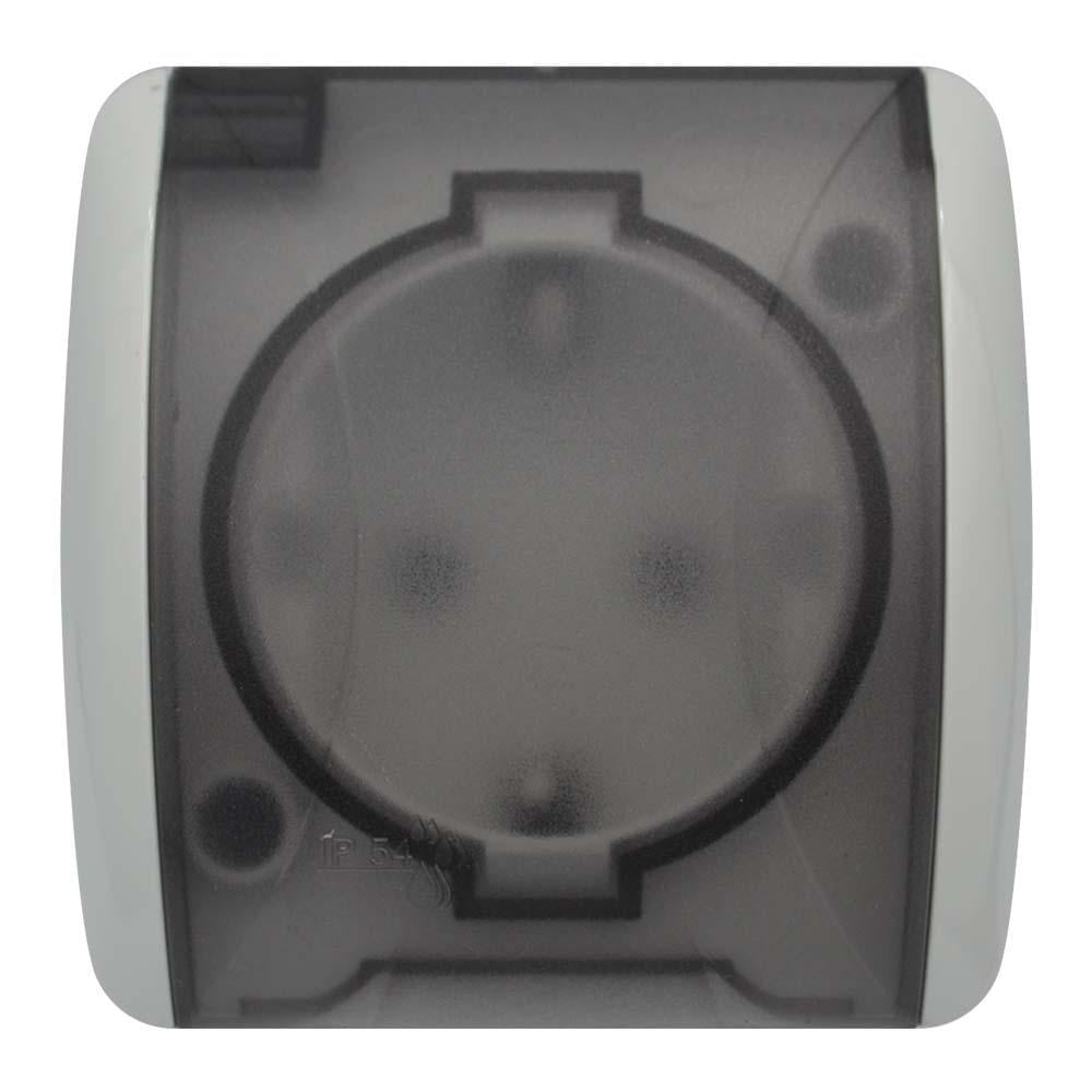 Розетка El-BI EVA одинарная с заземлением и накладной крышкой Серый