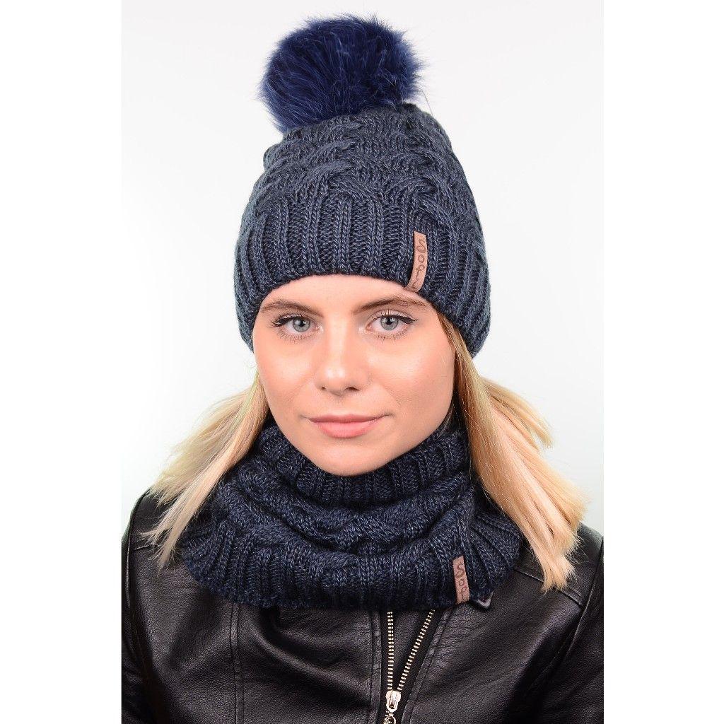 Комплект з помпоном жіночий Sofi 18069k р. 56-58 Джинс (43051)