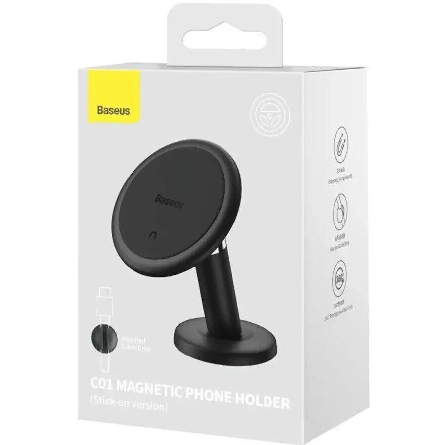 Тримач для телефону в автомобіль Baseus C01 Magnetic Phone Holder Black (SUCC000001) - фото 8