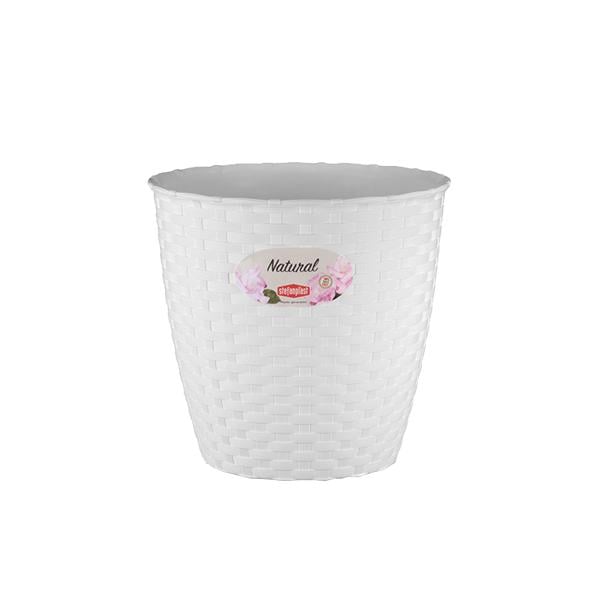 Вазон круглый Stefanplast Natural 1,1 л 14х12,8 см Белый (73450)