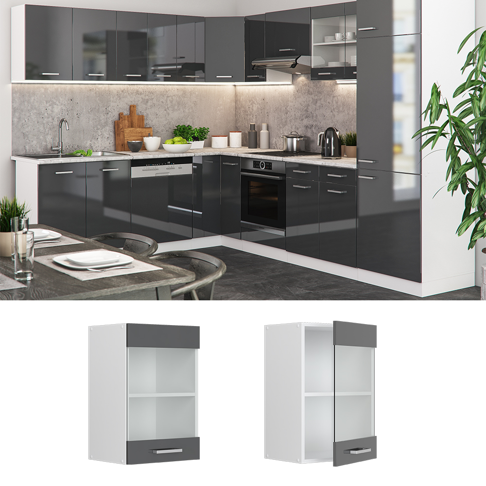 Шкафчик кухонный стеклянный Vicco 40х31 Антрацит - фото 6 Шкафчик кухонный стеклянный Vicco 40х31 Антрацит - фото 6