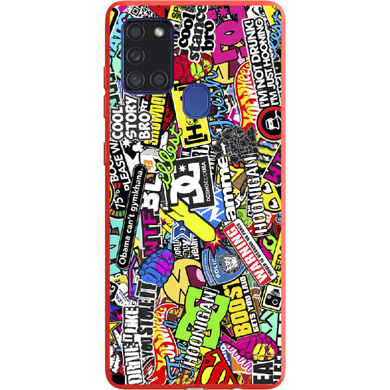 Чехол Boxface Samsung A217 Galaxy A21s Multicolored Inscriptions Красный силикон (40006-up880-40429) - фото 1