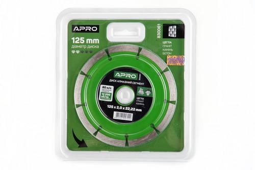 Диск отрезной по бетону Apro сегмент 125х2х22,22 мм 16-18% (830061)