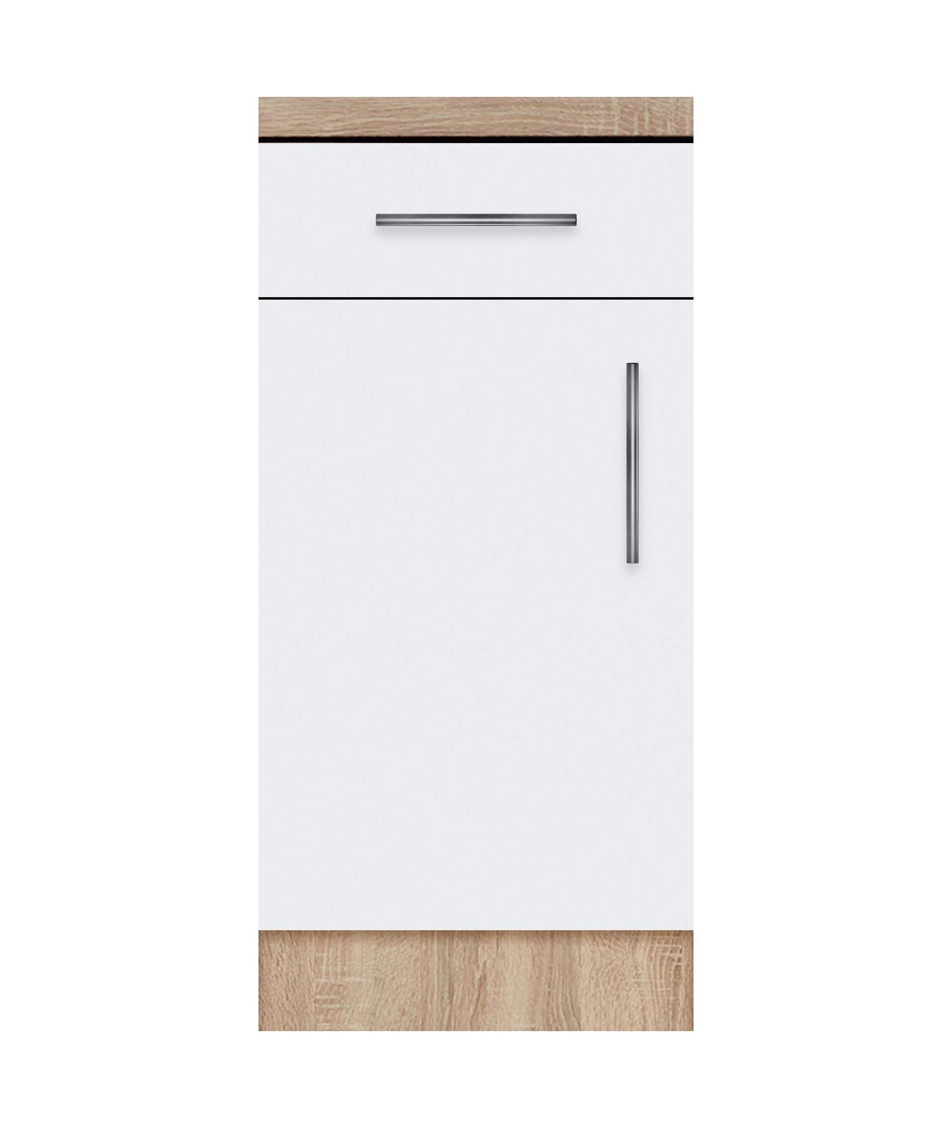 Тумба однодверна МАКСІ-МЕблі з одним ящиком зі стільницею 1-й кат.складська програма 400 Дуб сонома/Білий гладкий (70095)