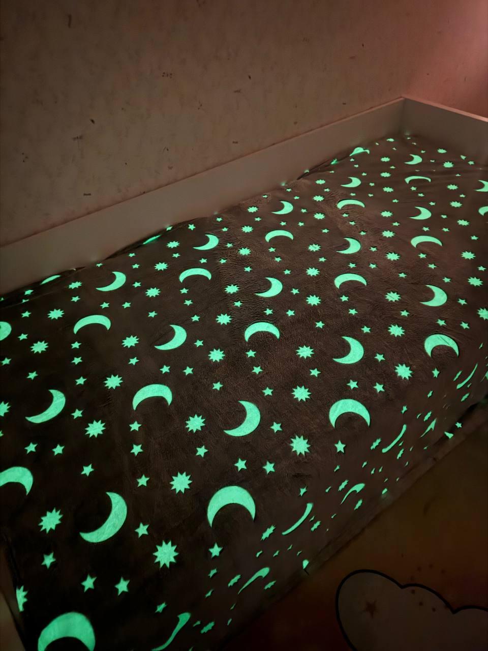 Плед детский светящийся ночью Луна 150х200 см Серый (П4К-am-pled-svet-004-2)