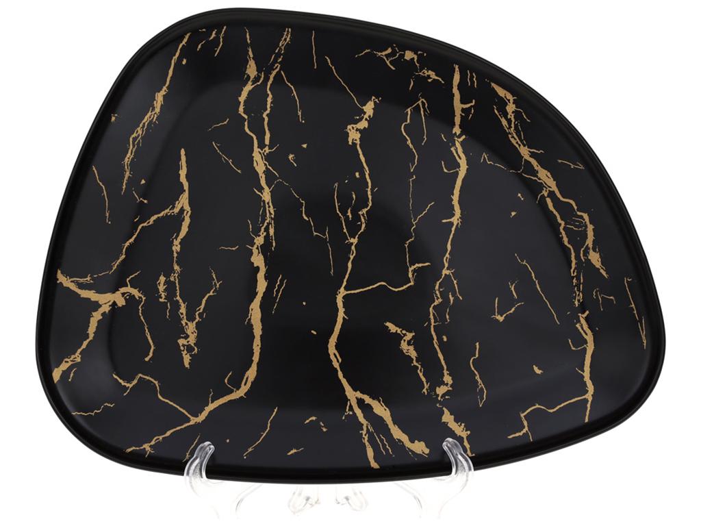 Блюдо порцелянове Мармурова Розкіш 31 см Чорний із золотом (BDI-805-719) - фото 1 Блюдо порцелянове Мармурова Розкіш 31 см Чорний із золотом (BDI-805-719) - фото 1