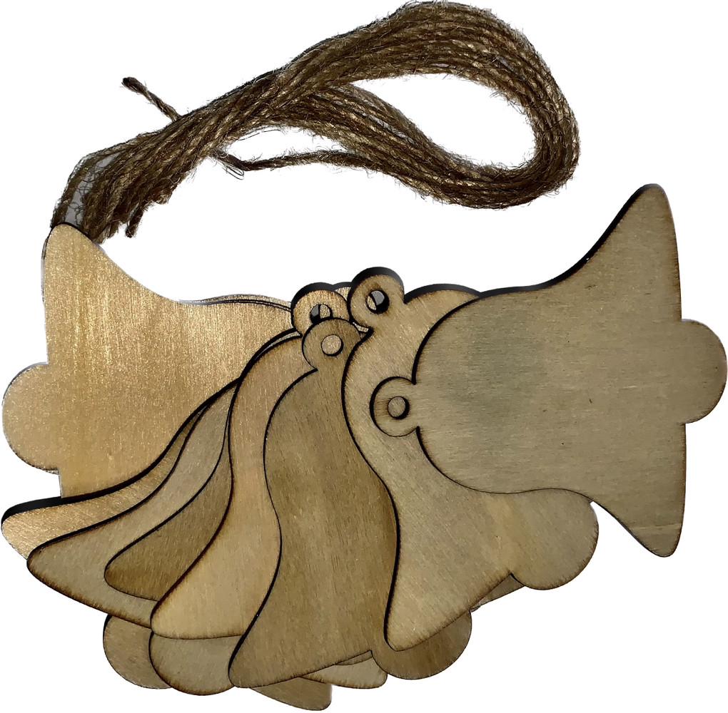 Набор деревянных украшений Колокольчики на елку с веревками 10 шт. (23705440) - фото 8