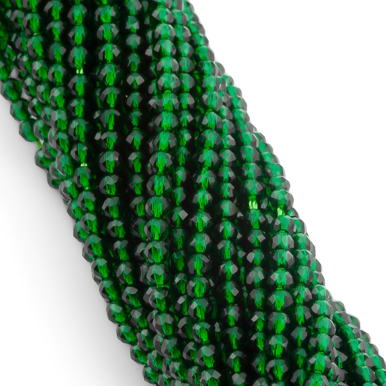 Намистини зі шпінелі на нитці з круглим огранюванням 37 см 2 мм 200 шт. Зелений (БШ0902к44)