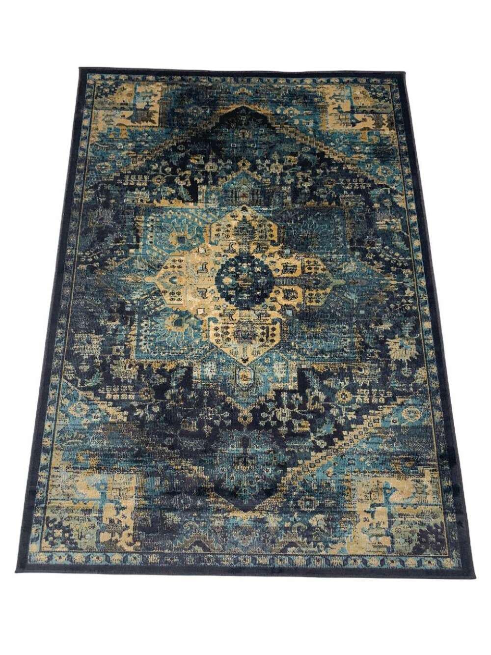 Ковер GLORIOUS 100x140 см Горчица/Синий/Голубой (000092254)