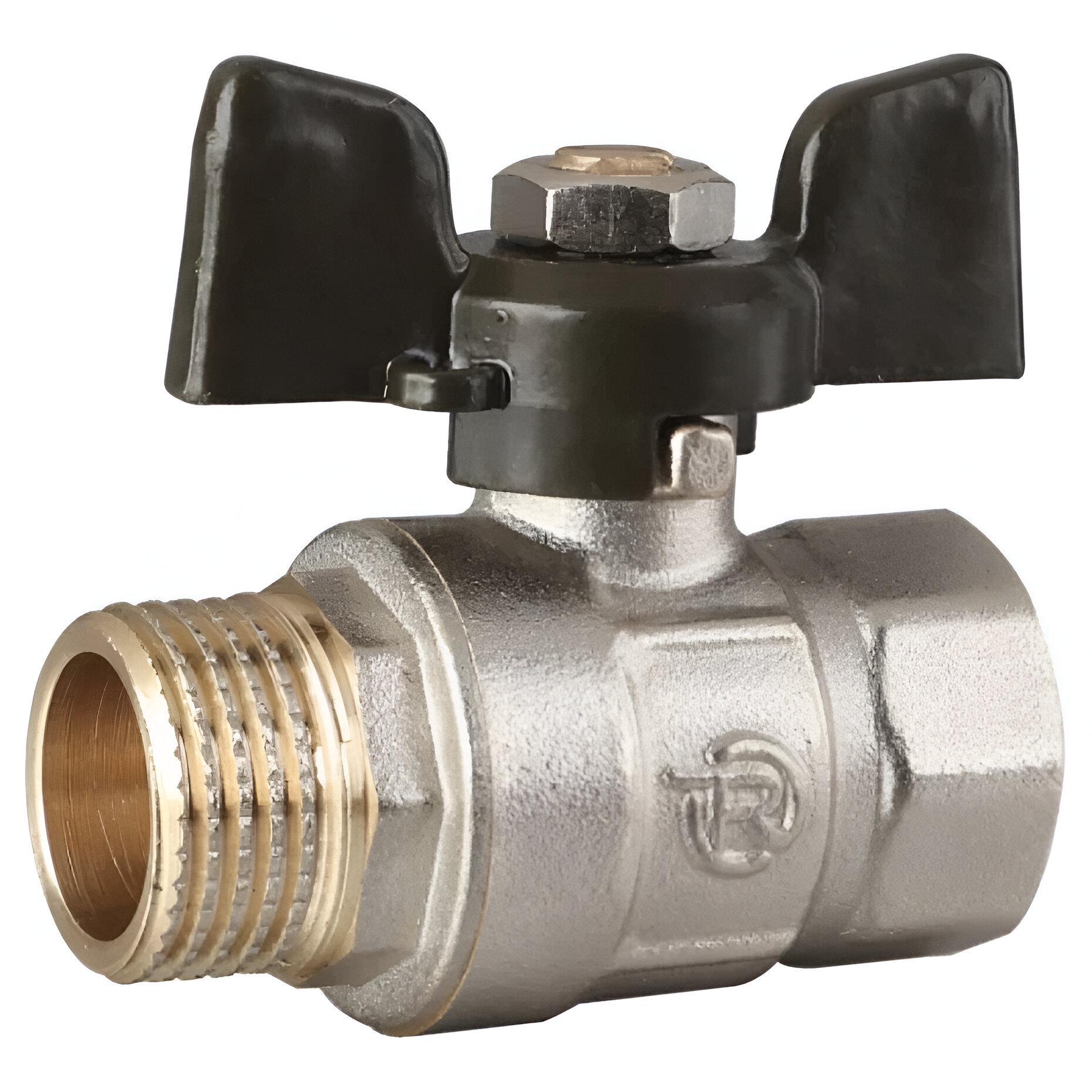 Кран шаровый REIGER 6554246 1/2" ЗВ бабочка Черный (AKD56046)