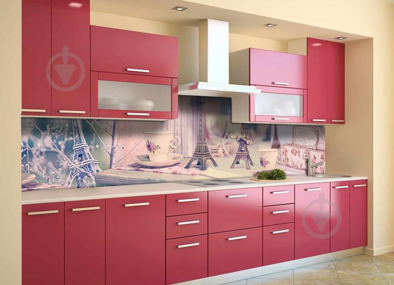 Скинали на кухню Zatarga «Розовый Париж» 600х2500 мм виниловая 3Д наклейка кухонный фартук самоклеящаяся Z180592