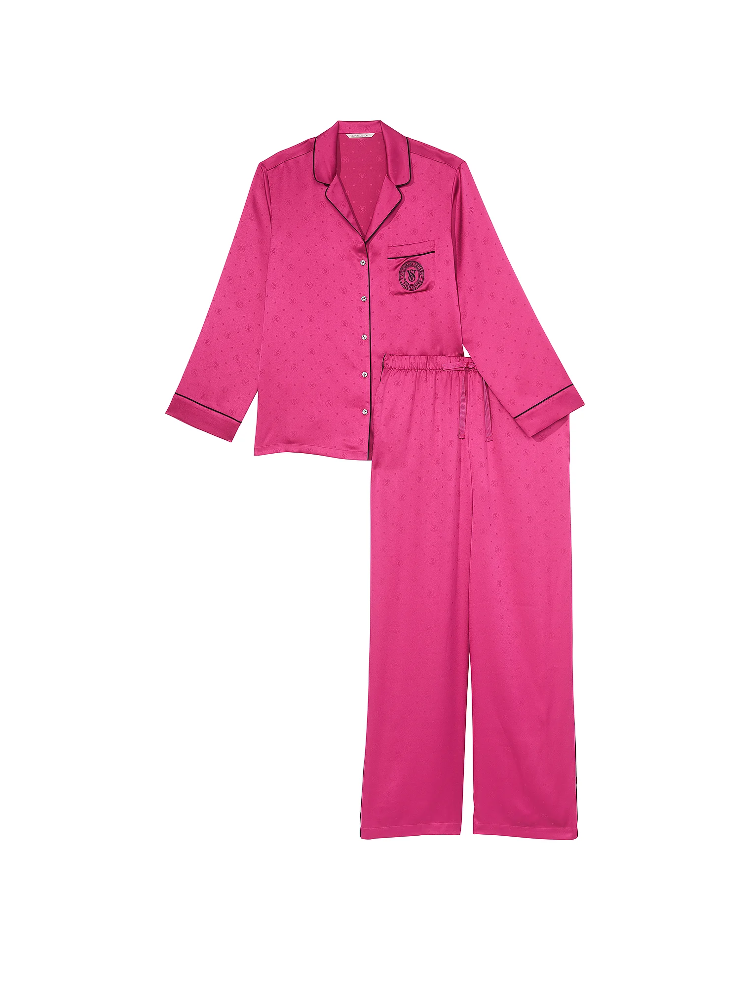 Піжама жіноча Victoria's Secret Satin Long Pajama Set сатинова M Рожевий (22614471) - фото 4