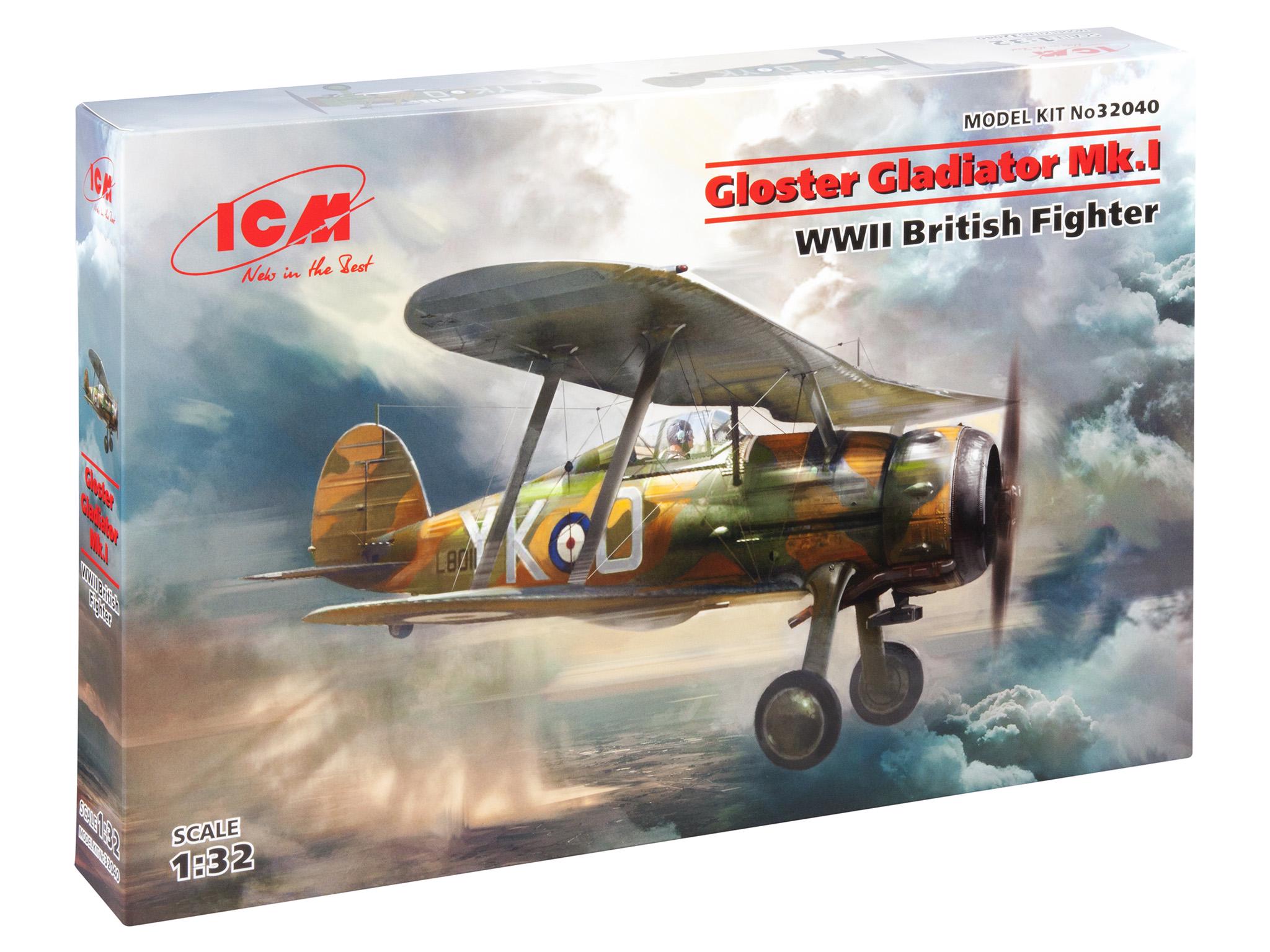 Збірна модель ICM Gloster Gladiator Mk.I британський винищувач 2СВ (32040)