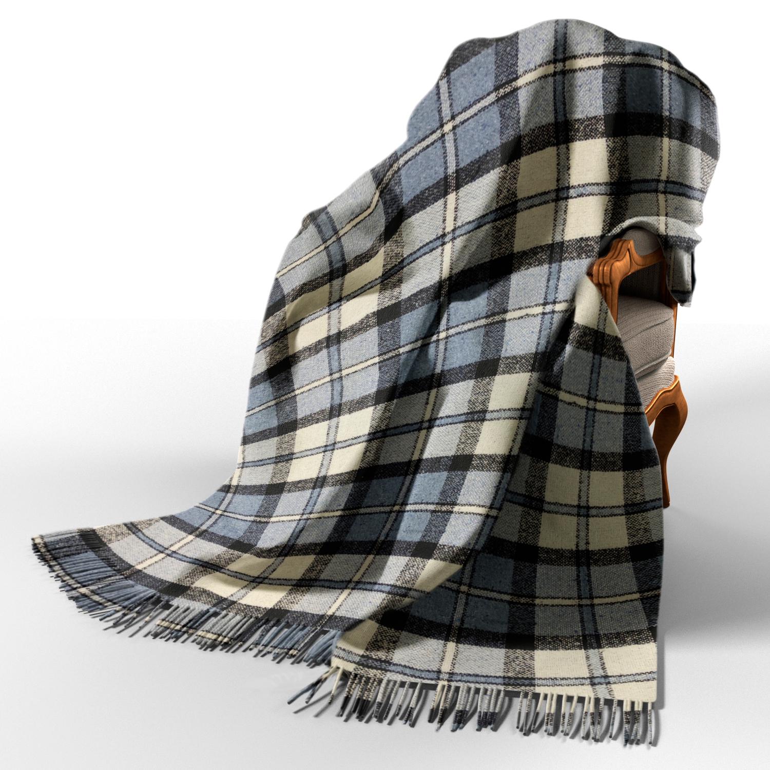 Плед вовняний Vladi Палермо 140х200 см П4 Білий/Сіро-блакитний/Чорний (4535)