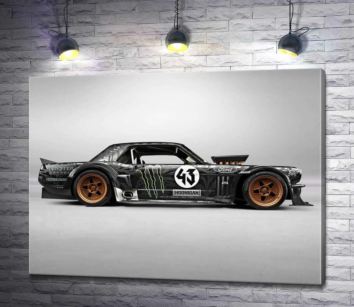 Картина ArtPoster Тюнингованный автомобиль Ford Mustang Hoonicorn автогонщика Кена Блока 100x75 см Модуль №1 (001396)