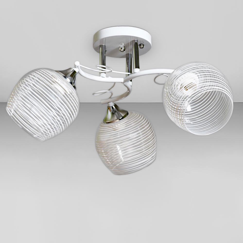 Люстра потолочная Light House SC-18744/3 WH/CR с прозрачным d 420х240 мм Белый/Хром/Белый