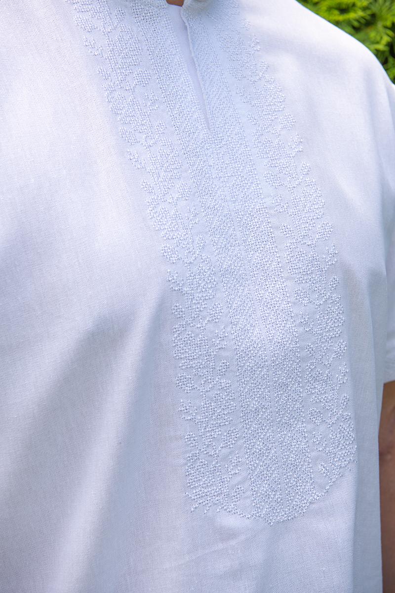 Вышиванка льняная мужская с коротким рукавом 4XL Белый (1884709491) - фото 2 Вышиванка льняная мужская с коротким рукавом 4XL Белый (1884709491) - фото 2