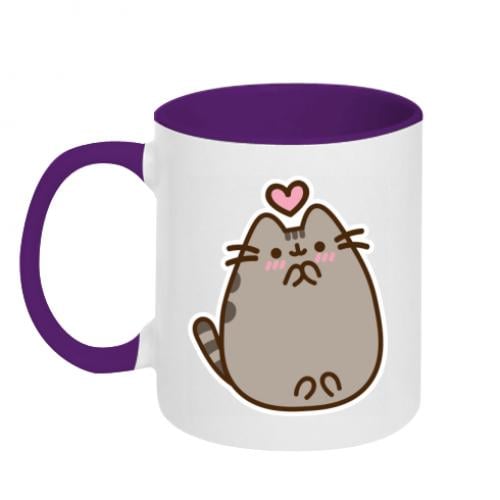 Чашка двухцветная Love Pusheen 320 мл Белый с фиолетовым (14316968-41-186691)