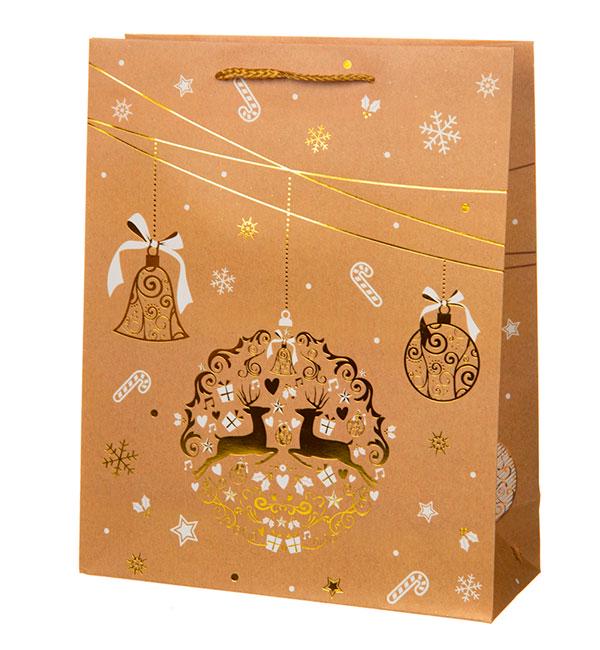 Новорічний пакет Christmas toys 30х40х12 см крафт (514728)