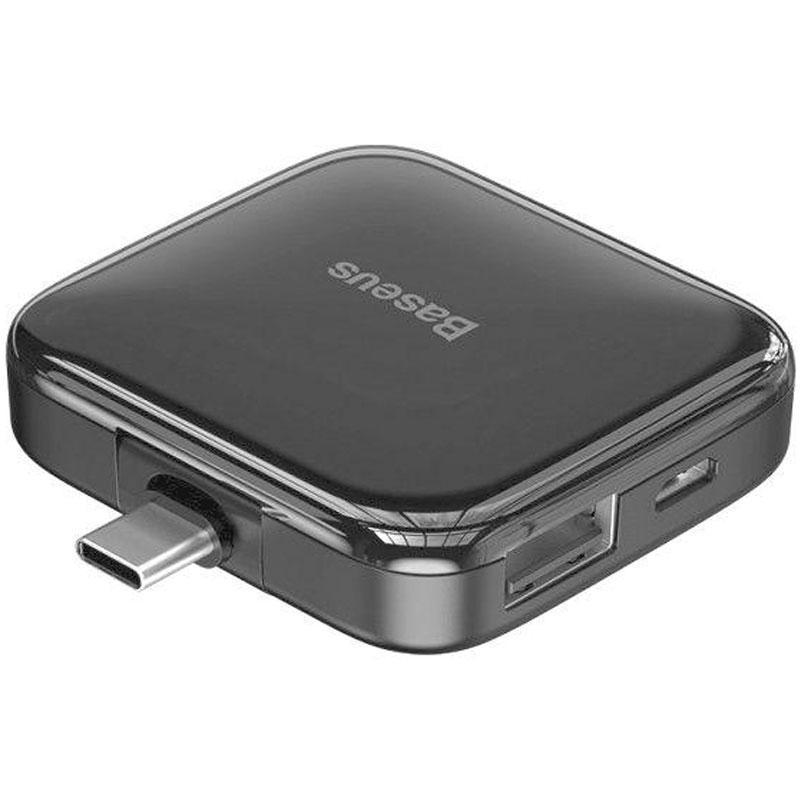 Адаптер мультипортовый USB Хаб Baseus Fully Folded Portable Type-C to 4 USB2.0 CAHUB-DW01 Dark Grey
