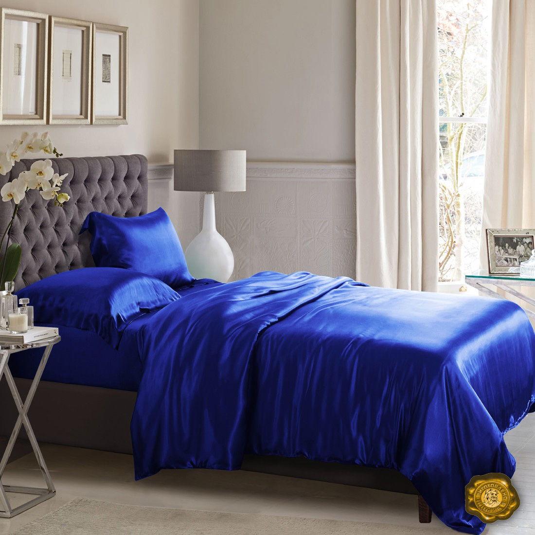 Комплект постельного белья евро Еней-плюс A0001 Синий