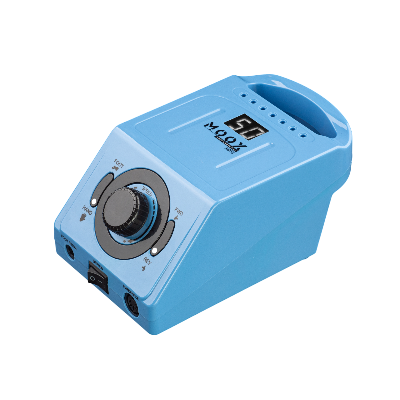 Фрезер профессиональный Мокс X803 70 Вт 50 000 об/мин для маникюра и педикюра Sky blue Фрезер профессиональный Мокс X803 70 Вт 50 000 об/мин для маникюра и педикюра Sky blue