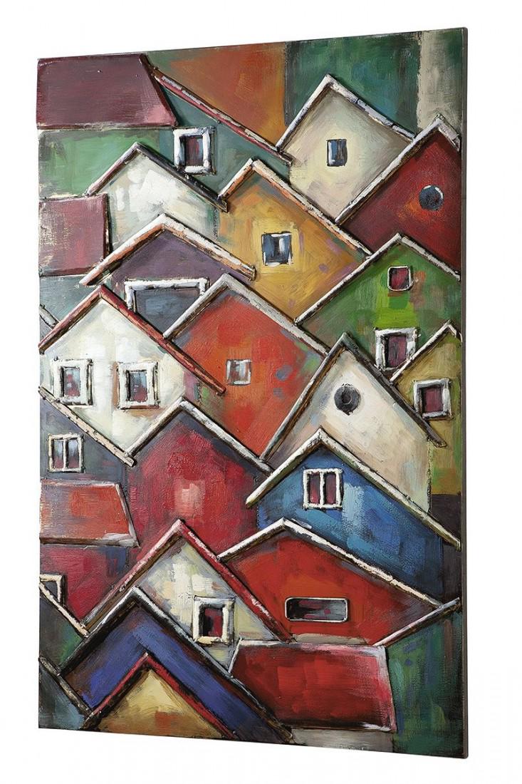 Картина металлическая Красочная деревня 80х120 см (38071) Картина металлическая Красочная деревня 80х120 см (38071)