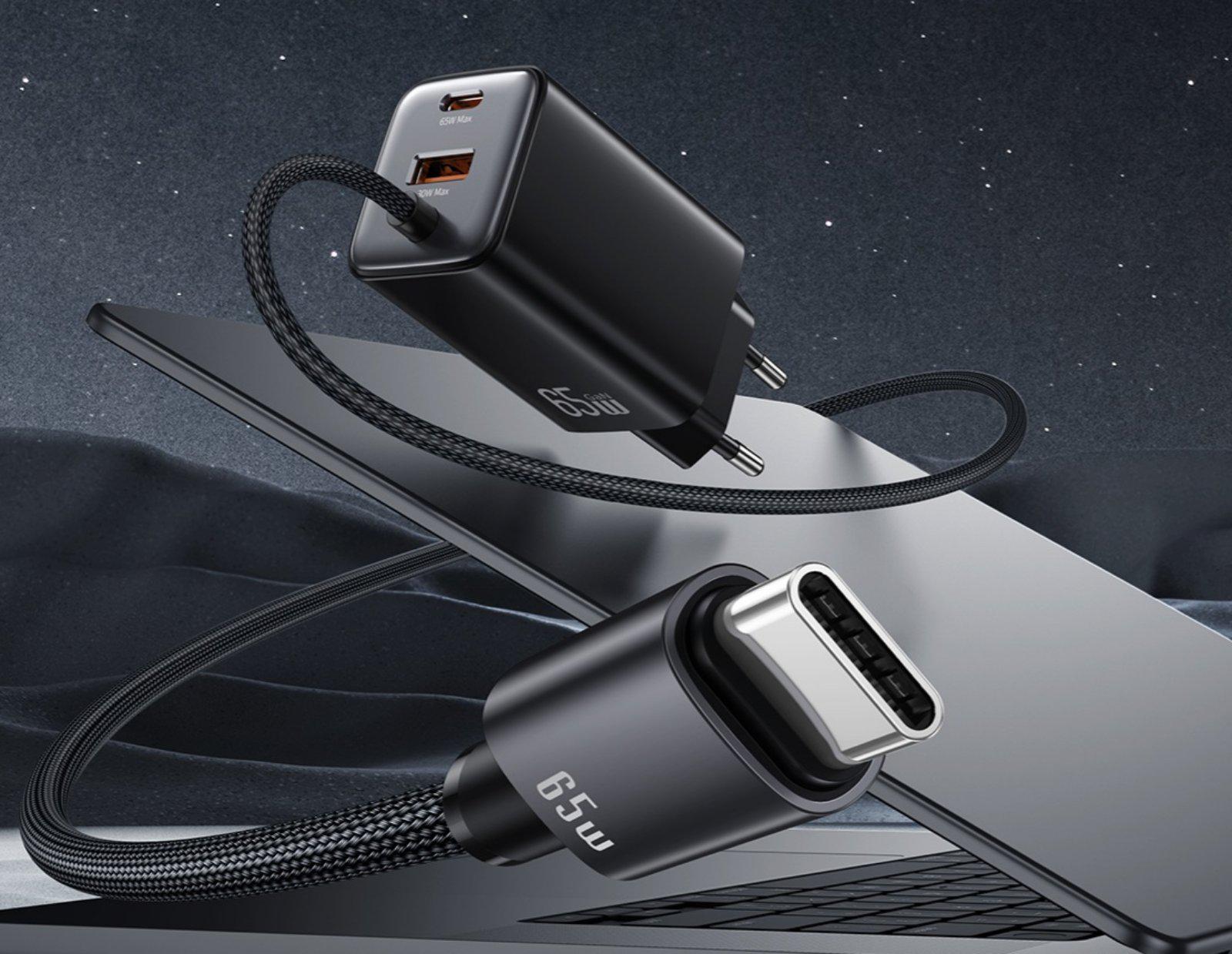 Зарядний пристрій мережевий Usams GaN 65W ACC 3-port Fast Charger With Type-C Cable Black (CC266) - фото 2 Зарядний пристрій мережевий Usams GaN 65W ACC 3-port Fast Charger With Type-C Cable Black (CC266) - фото 2