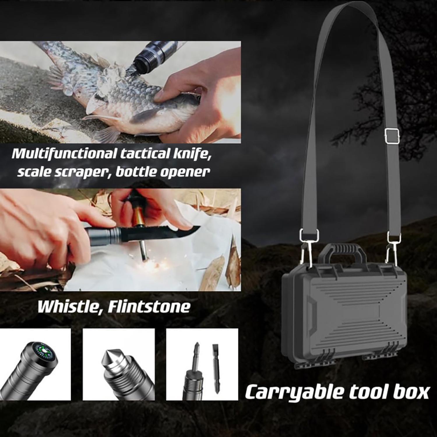 Лопата-мультитул туристическая складная многофункциональная 8в1 набор для выживания топор/нож в кейсе (87147) - фото 3