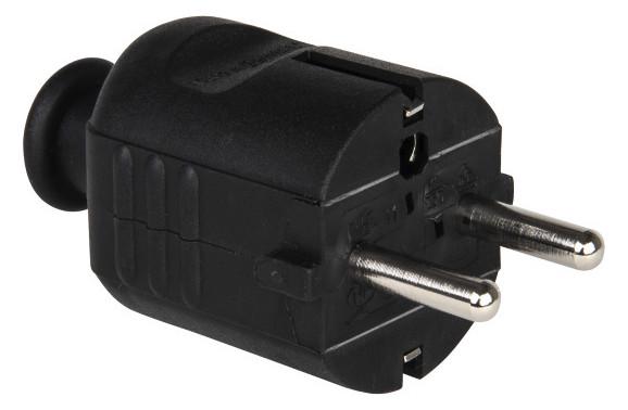 Вилка переносная PCE в корпусе из полипропилена 250В 16А 2P+E IP20 7/7 тип E/F Черный (108295)