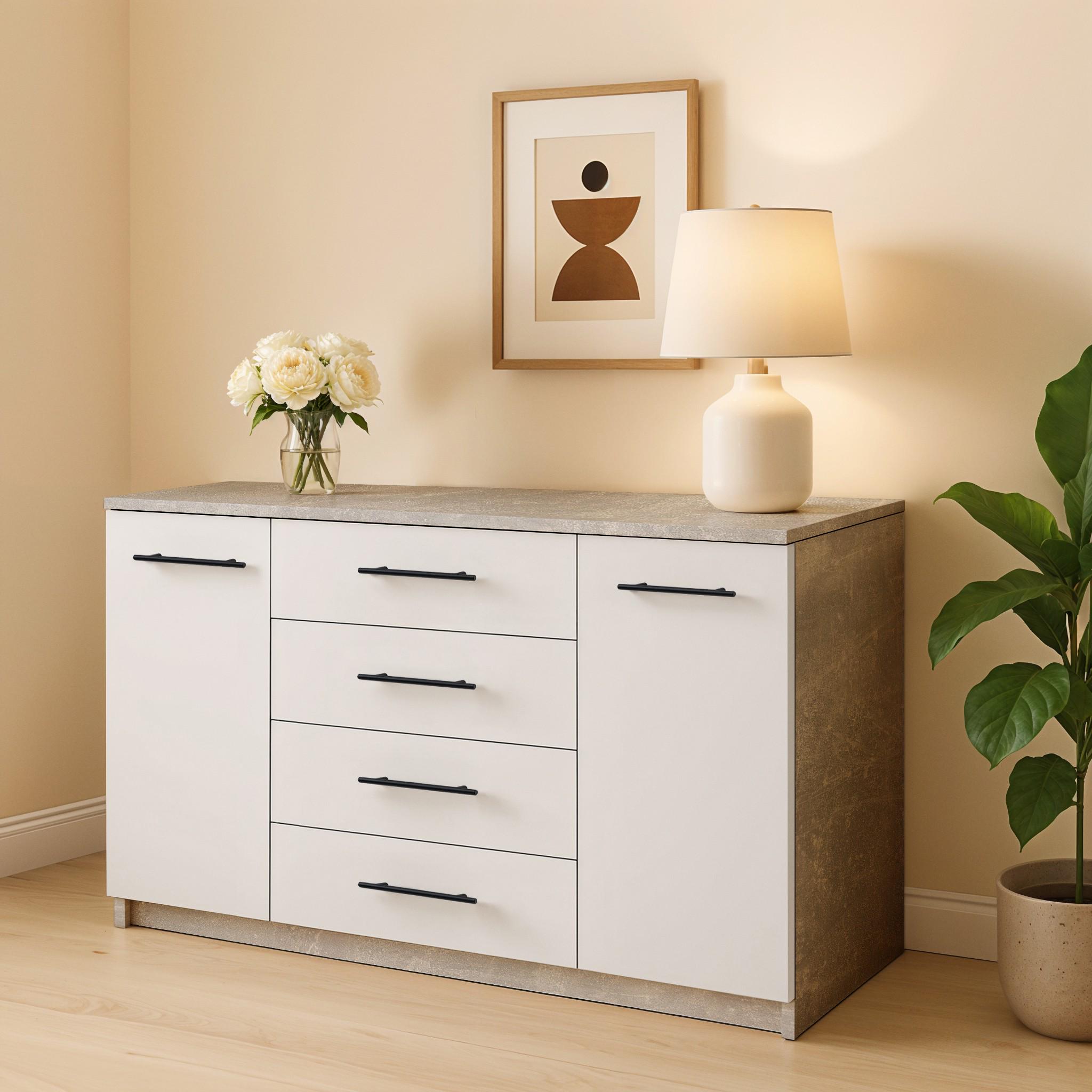 Комод Standart 4+2 1250х350х810 мм Бетон/Білий