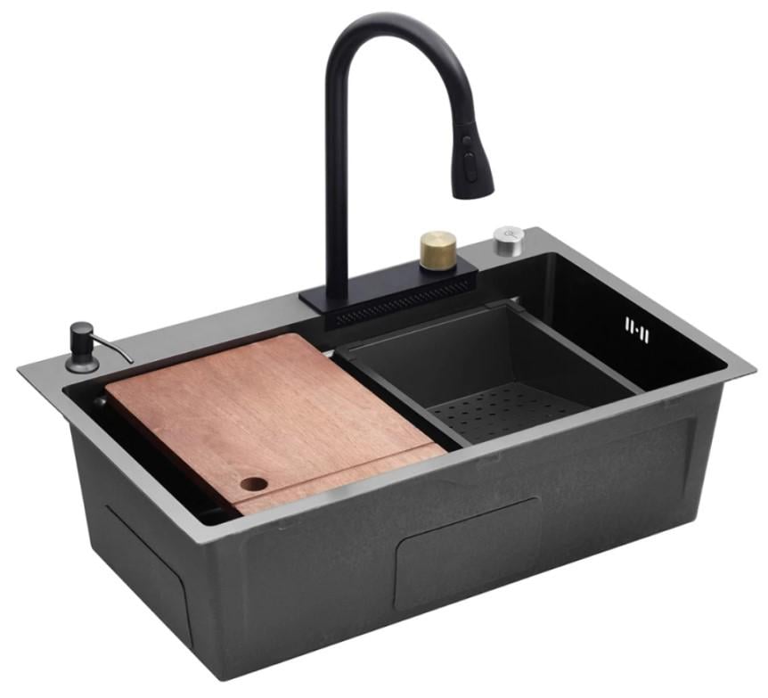 Кухонная мойка Kroner KRP Schwarze SET7546HM PVD 3/0,7 мм (CV032277)