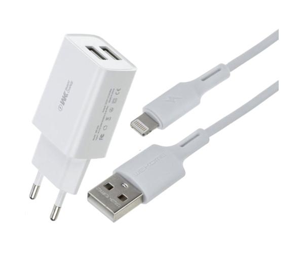 Пристрій зарядний мережевий WK WP-U56i з кабелем Lightning 2 Usb 2 A White