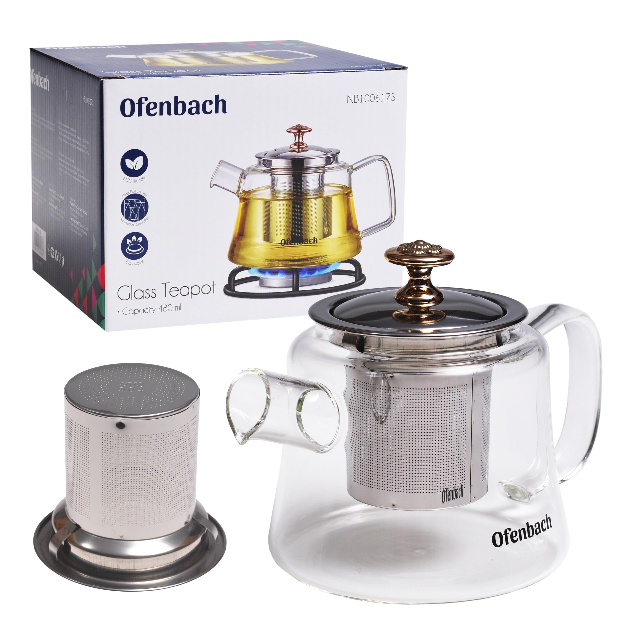 Заварочный чайник со съемным ситечком Ofenbach KM-100617S из термостойкого стекла 480 мл Прозрачный (150-84-100617S) - фото 2 Заварочный чайник со съемным ситечком Ofenbach KM-100617S из термостойкого стекла 480 мл Прозрачный (150-84-100617S) - фото 2