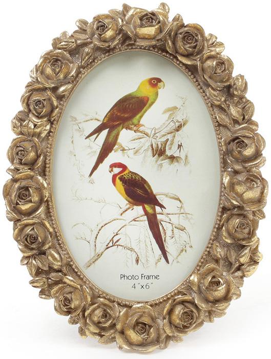 Фоторамка Tudor Розы овальная 10х15 см Состаренное золота (BD-450-133)