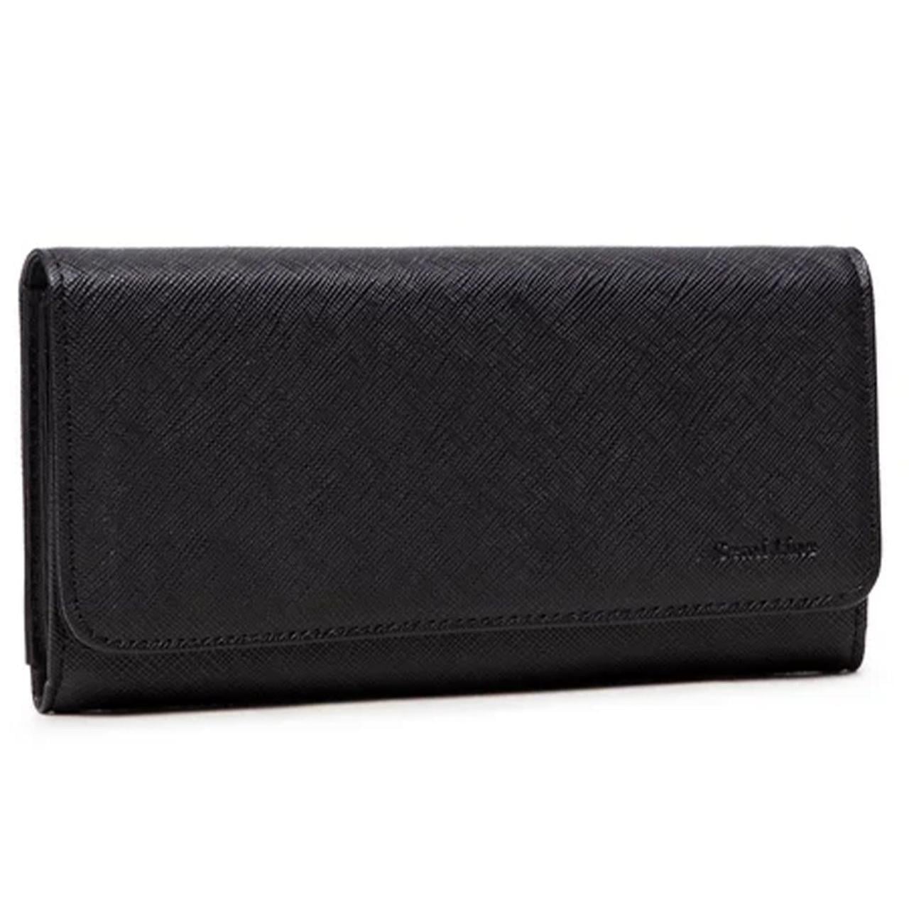 Кошелек женский кожаный Semi Line Saffiano на кнопке Black (DAS303085)