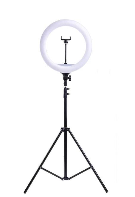 Лампа кольцевая QX-300 LED для селфи снимков со штативом держателем для телефона и переключателем 30 см Черный