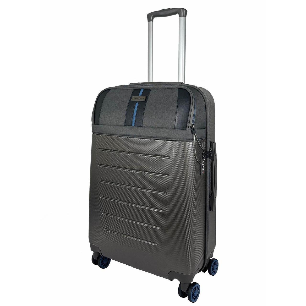 Чемодан SEMI LINE 24" M Dark Brown/Blue Line (T5736-2) Чемодан SEMI LINE 24" M Dark Brown/Blue Line (T5736-2)