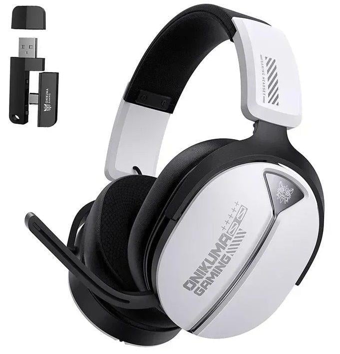Наушники игровые беспроводные Onikuma с шумоподавлением RGB подсветкой и микрофоном Bluetooth 5,4 геймерская гарнитура Белый