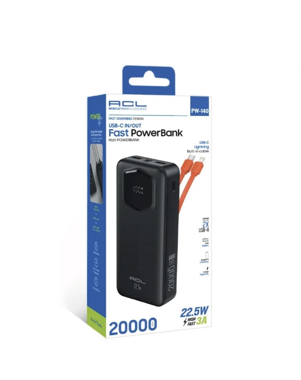 Універсальна мобільна батарея ACL PW-140 20000mAh (ACL PW-140)