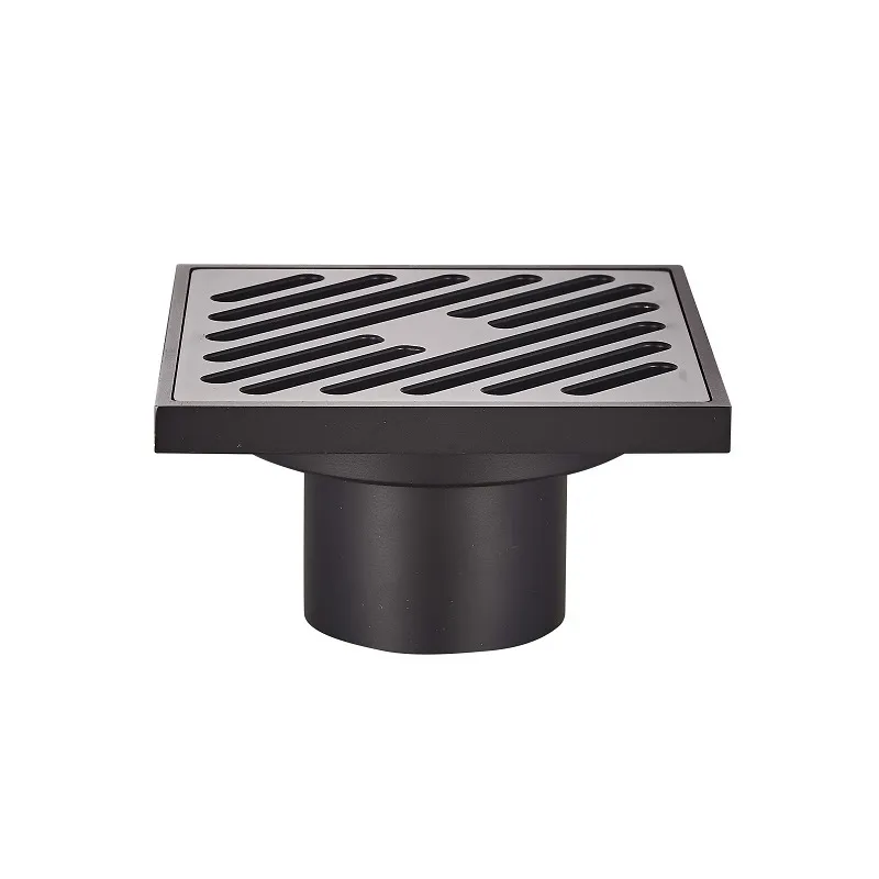 Душовий трап KOER FD10-100x100-180-BLACK прямий відвід Чорний (KR3414)