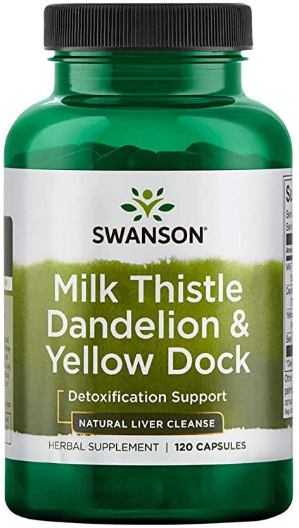 Расторопша одуванчик и щавель Swanson Milk Thistle Dandelion & Yellow Dock 120 Caps