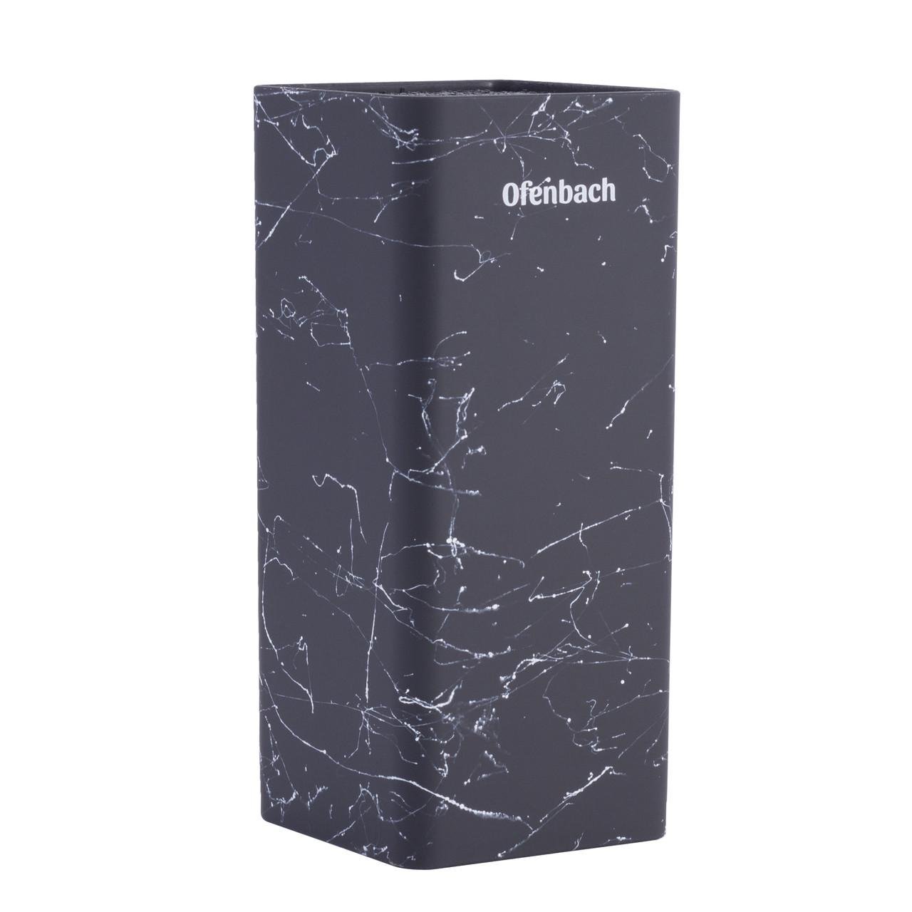 Підставка для ножів Ofenbach КМ-100203 із пластику 9,4х9,4х22,2 см Чорний мармур (150-84-100203)