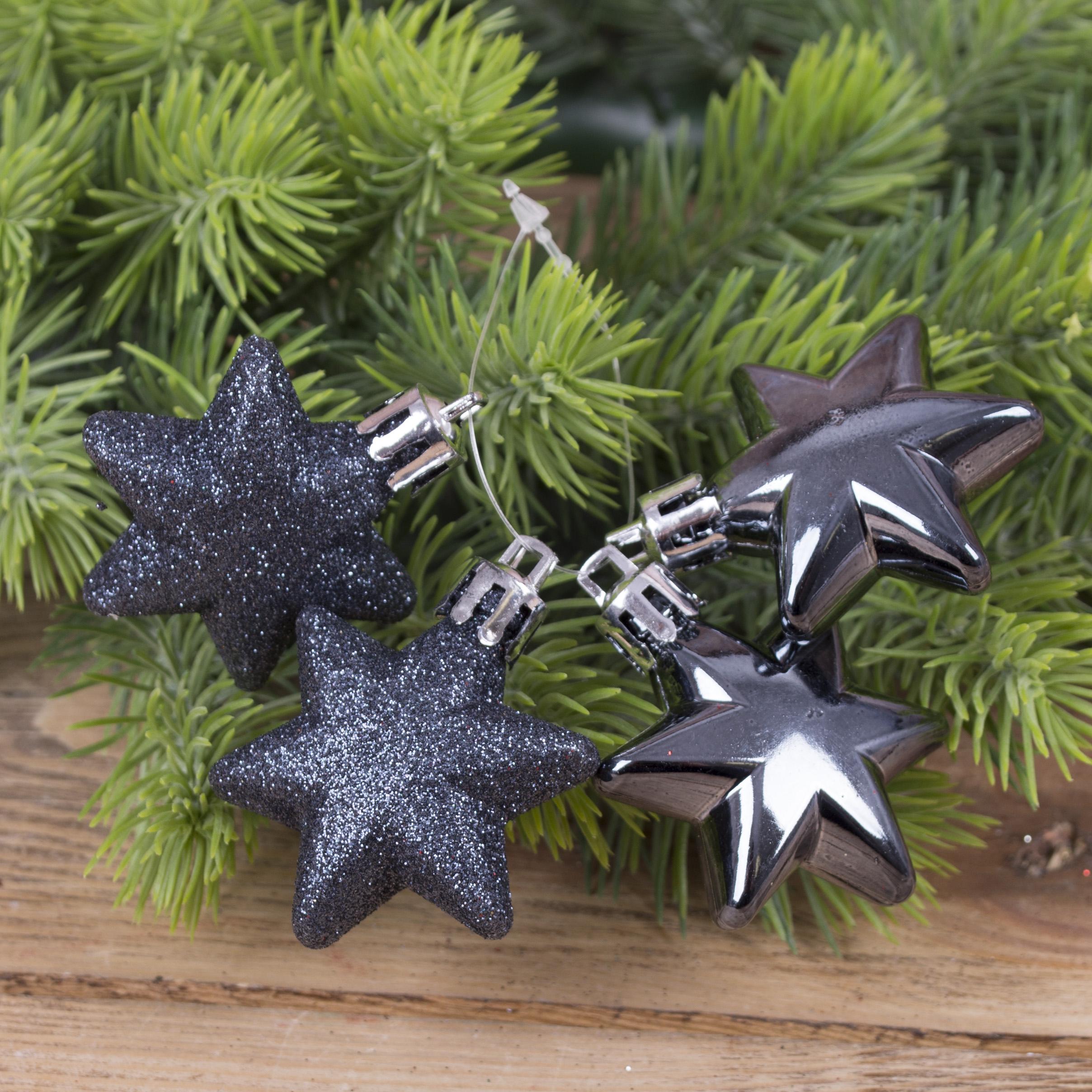 Набор елочных игрушек Звездочки 4 шт. Черный (1662-1)