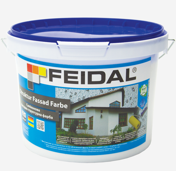 Фарба фасадна структурна Feidal Struktur Fassad Farbe силіконова матова база 2,5 л Білий (1815821802) - фото 1