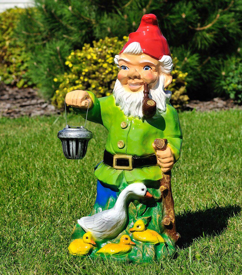 Садова фігура Гном з качкою і ліхтарем