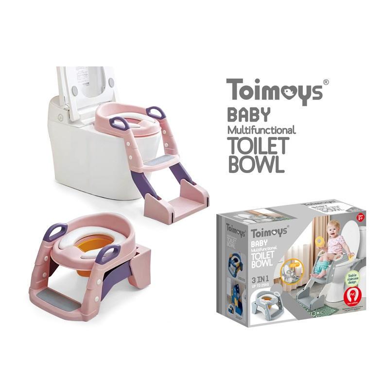 Сидіння на унітаз TOIMAYS дитяче складне зі сходами та ручками Рожевий - фото 2