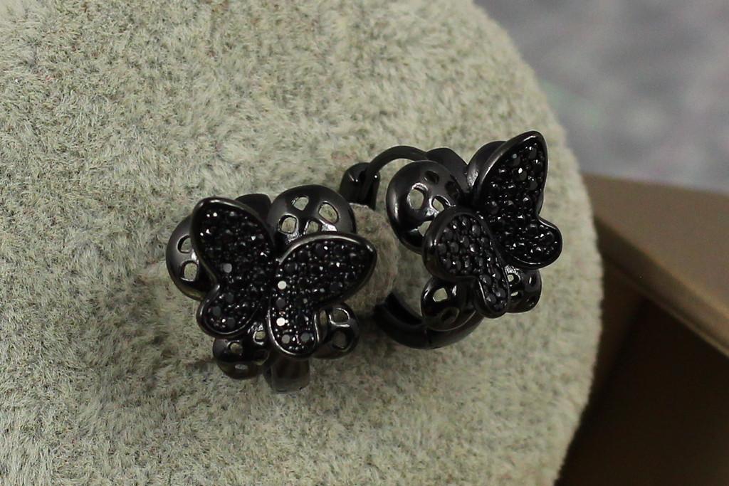 Серьги Xuping Jewelry бабочка на цветке 1,4 см Черный (1934072099)